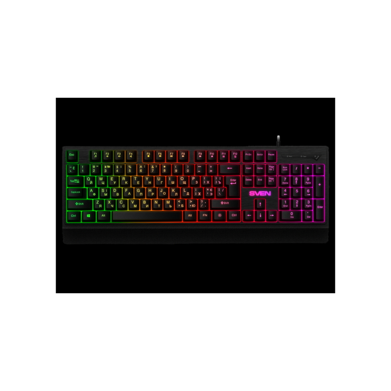 Gaming Keyboard SVEN KB-C7150EL, Multicolored backlit, 12 Fn keys, Black, USB
