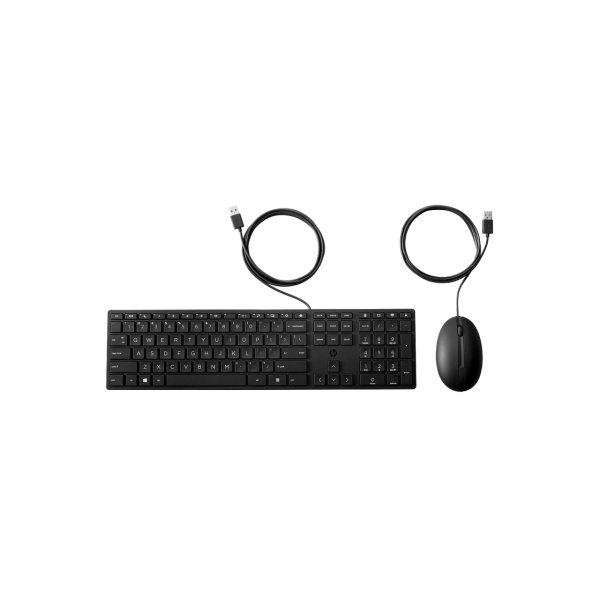 Keyboard & Mouse HP 225, Keyboard Full size; 3-zone layout, Mouse 3 buttons, 1200dpi, 1.8m cable length, USB, 