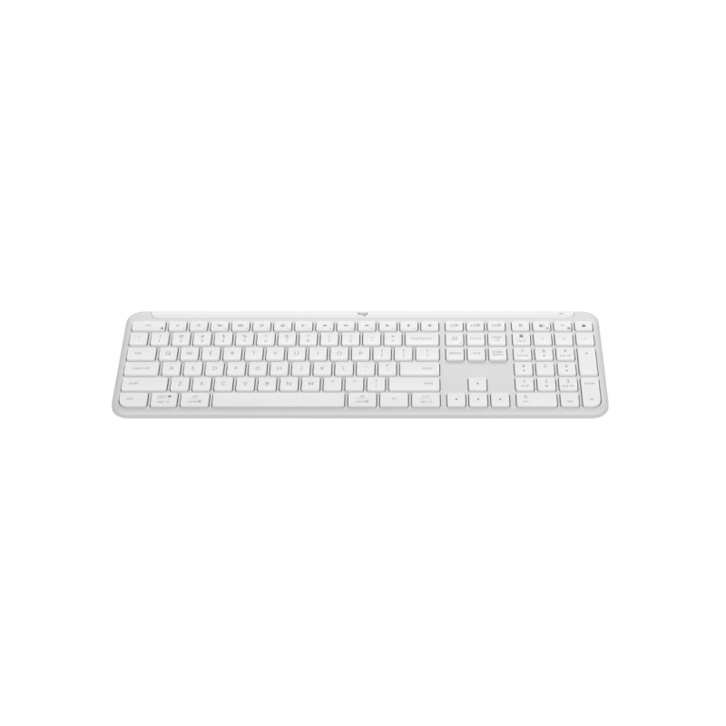Wireless Keyboard Logitech K950, Ultra thin, Quiet Typing, F-keys, Smart Actions, Flow, 2xAAA, 2.4Ghz+BT, EN, White