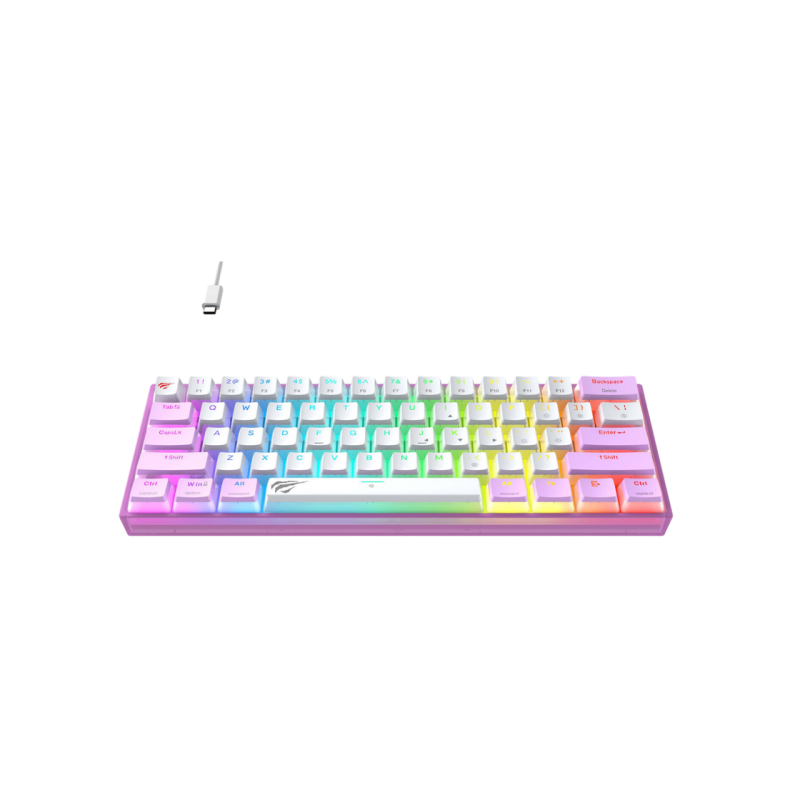 Gaming Keyboard Havit KB877L, Mechanical, Red SW, Fn Keys, All keys roll-over, 61 Keys, 50M, RGB, Detachable cable, 1.5m, USB,