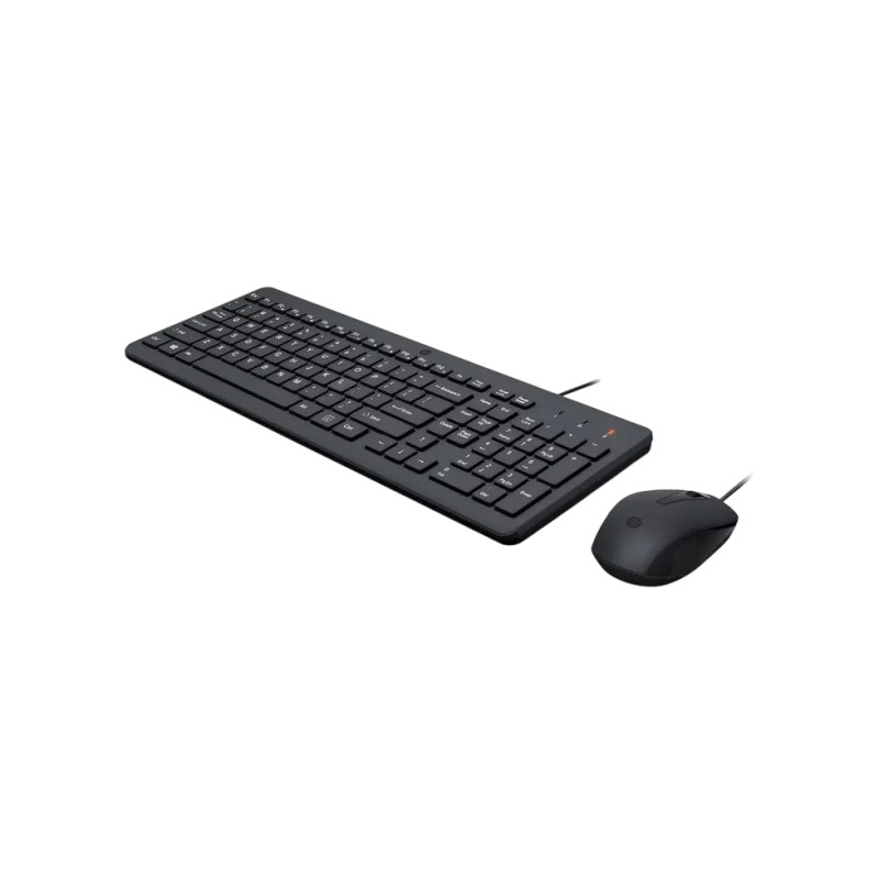 Keyboard & Mouse HP 150, Keyboard Full size; 2.5-zone layout, Mouse 3 buttons, USB, EN, Black