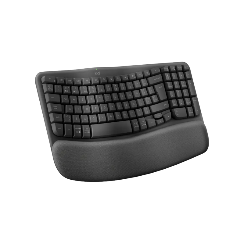Wireless Keyboard Logitech Wave Keys (B2B), Curved keyframe, Palm rest, Tilt legs, Easy-Switch Keys, Battery