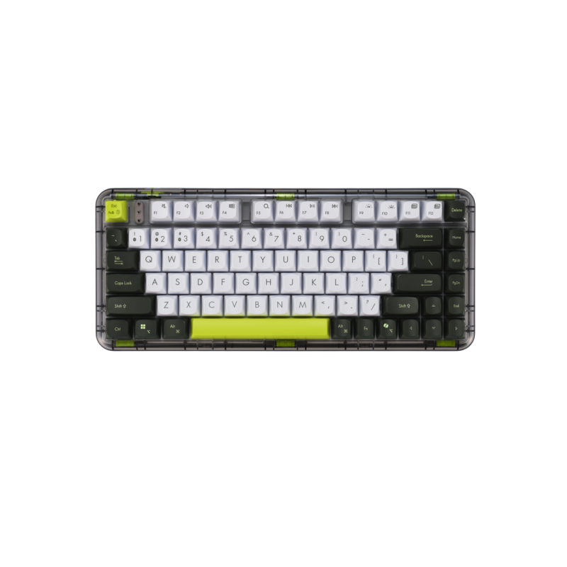 Keyboard Asus Jelly75, KD201, Mechanical, Key Travel 4.0 mm, Linear, USB/RF 2.4GHz/Bluetooth, EN, Black/White/Green