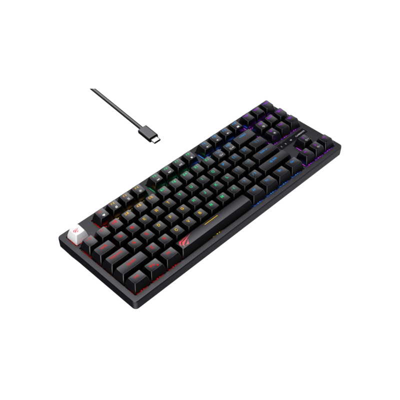 Gaming Keyboard Havit KB892L, Mechanical, Tacticle SW, 87 Keys, Fn keys, RGB, 1.8m, USB, EN, Black