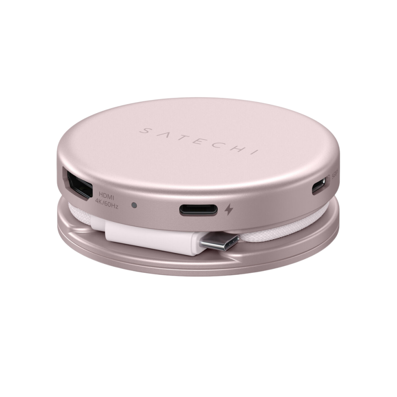 Satechi OntheGo™ 5-in-1 Multiport Blush, USB-C Host, USB-C PD60W, USB-C 3.2Gen1, USB-A 3.2Gen1, SD/HDMI 4K@60Hz