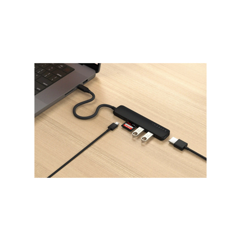 Adapter Satechi Slim multiport 6-in-1 USB-C, Black