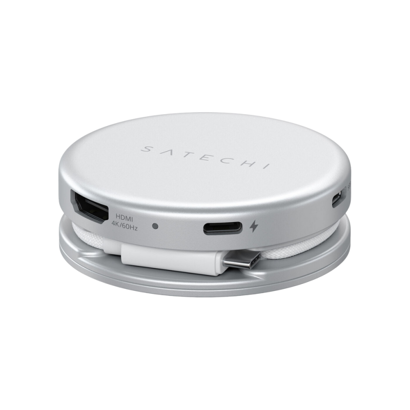 Satechi OntheGo™ 5-in-1 Multiport Silver, USB-C Host, USB-C PD60W, USB-C 3.2Gen1, USB-A 3.2Gen1, SD/HDMI 4K@60Hz