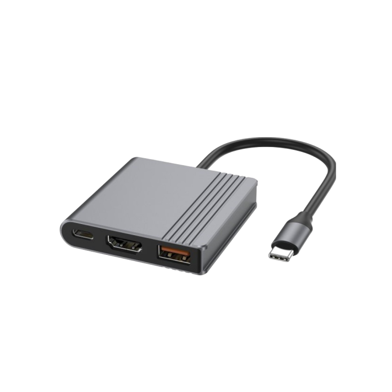 Док-станция Gembird A-CM-COMBO3-05, USB 3.1, USB-C, HDMI 4K@60Hz, PD 90 Вт, металлический корпус.