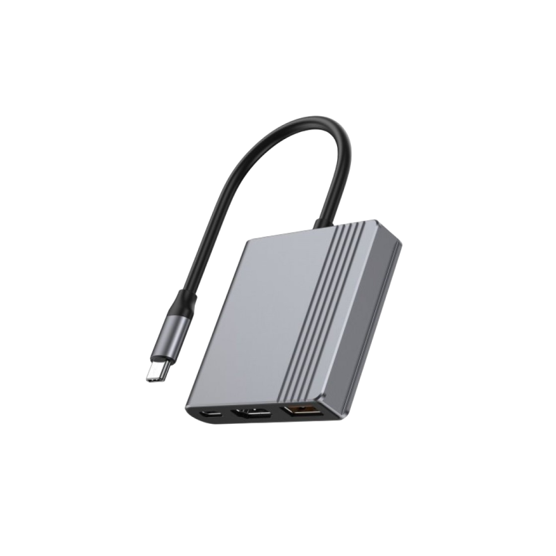 Док-станция Gembird A-CM-COMBO3-05, USB 3.1, USB-C, HDMI 4K@60Hz, PD 90 Вт, металлический корпус.