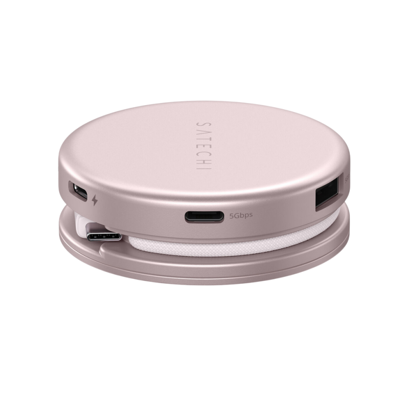 Satechi OntheGo™ 5-in-1 Multiport Blush, USB-C Host, USB-C PD60W, USB-C 3.2Gen1, USB-A 3.2Gen1, SD/HDMI 4K@60Hz