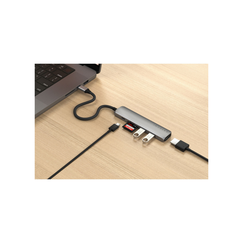 Satechi 6-in-1 USB-C Slim Multiport, USB-C3.2, Out: USB-C PD 75W, 2*USB-A, HDMI 4K@60Hz, Micro/SD, Space Grey