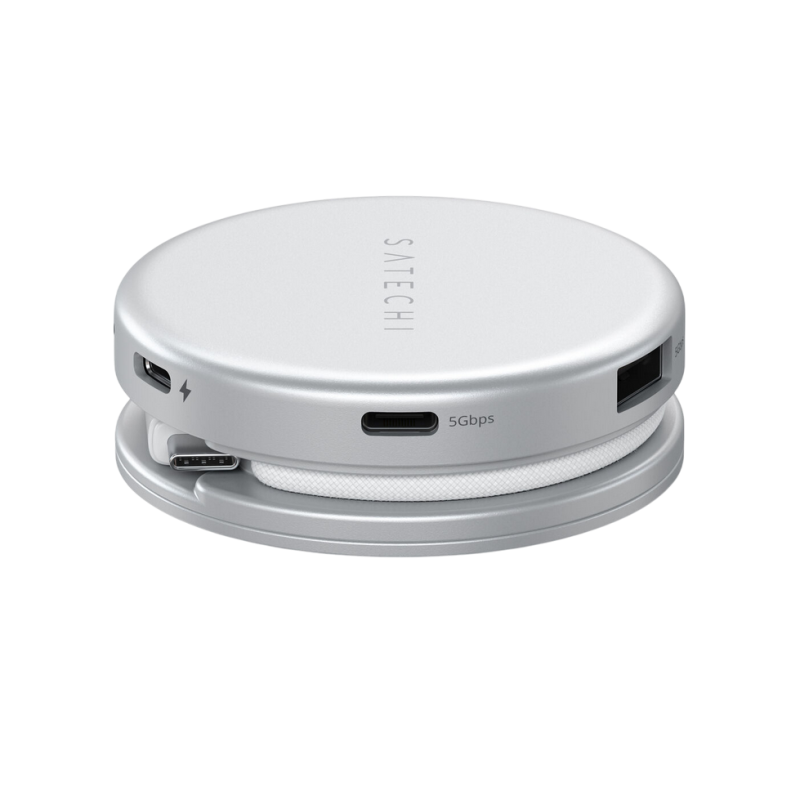 Satechi OntheGo™ 5-in-1 Multiport Silver, USB-C Host, USB-C PD60W, USB-C 3.2Gen1, USB-A 3.2Gen1, SD/HDMI 4K@60Hz