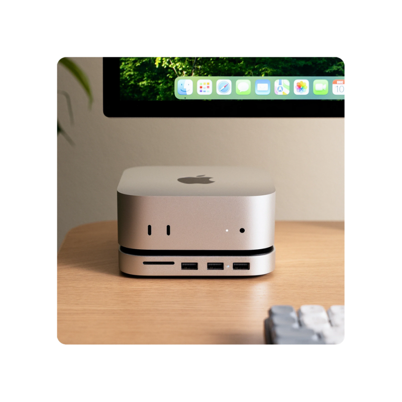 Satechi Mac Mini M4 Stand & Hub with SSD Enclosure, 2xUSB-A3.2 Gen2, USB-A2.0, SD