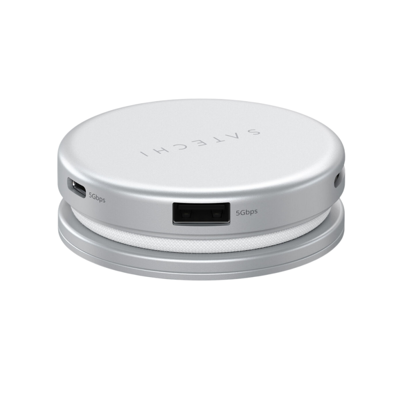 Satechi OntheGo™ 5-in-1 Multiport Silver, USB-C Host, USB-C PD60W, USB-C 3.2Gen1, USB-A 3.2Gen1, SD/HDMI 4K@60Hz