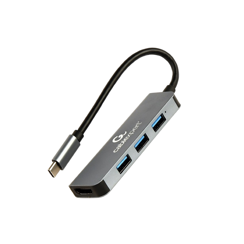 Док-станция Gembird A-CM-COMBO2-01, 3xUSB 3.2, HDMI, металлический корпус