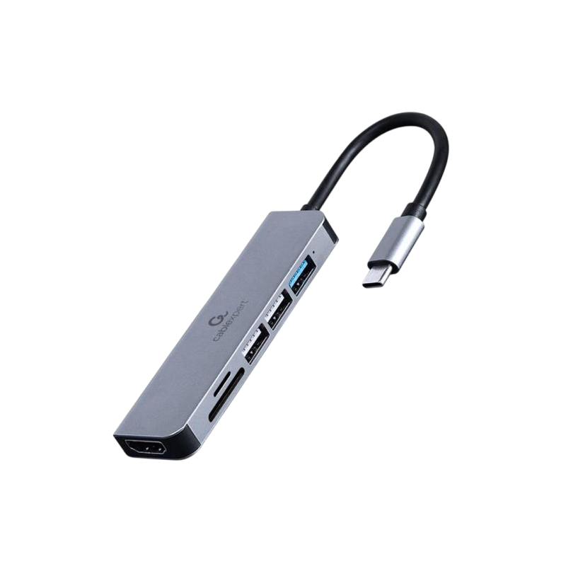Docking Station Gembird A-CM-COMBO6-02, In: Type-C, Out: USB3.1, 2*USB2.0, SD, MicroSD, HDMI