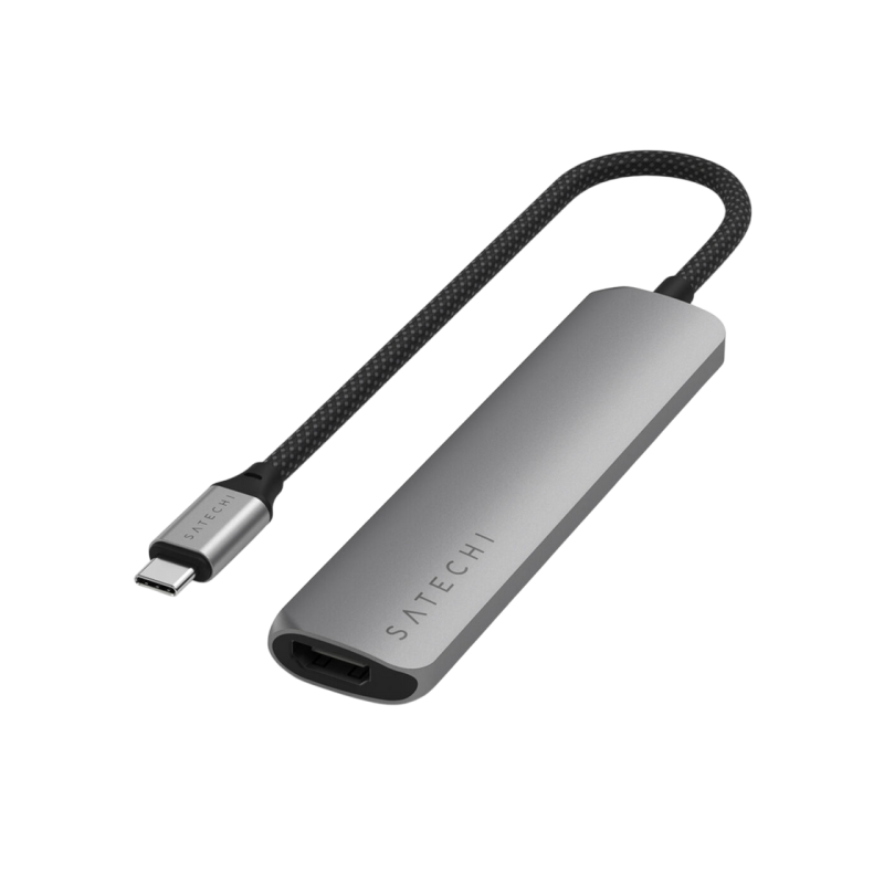 Satechi 6-in-1 USB-C Slim Multiport, USB-C3.2, Out: USB-C PD 75W, 2*USB-A, HDMI 4K@60Hz, Micro/SD, Space Grey