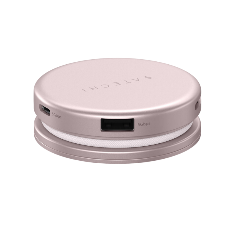 Satechi OntheGo™ 5-in-1 Multiport Blush, USB-C Host, USB-C PD60W, USB-C 3.2Gen1, USB-A 3.2Gen1, SD/HDMI 4K@60Hz