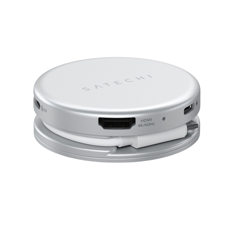 Satechi OntheGo™ 5-in-1 Multiport Silver, USB-C Host, USB-C PD60W, USB-C 3.2Gen1, USB-A 3.2Gen1, SD/HDMI 4K@60Hz
