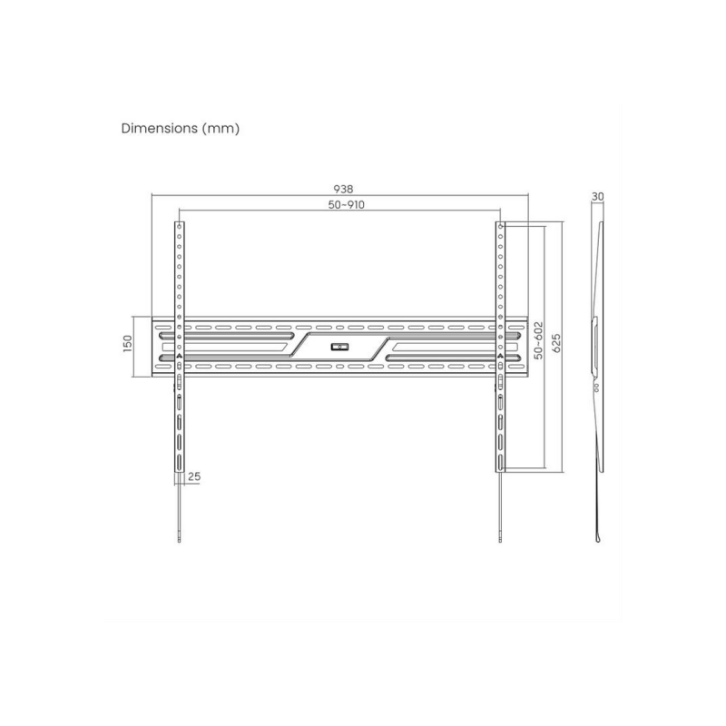 Настенное крепление Gembird "WM-100F-01" черного цвета, 43"-100", 75 кг, VESA: до 600x400, расстояние от стены: 30 мм
