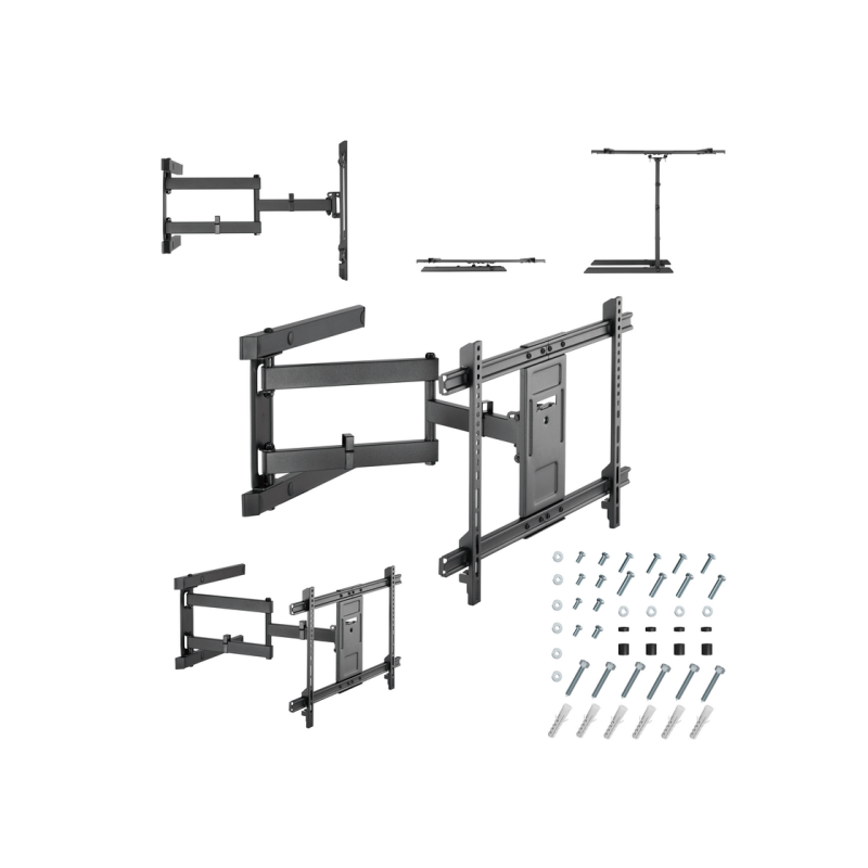 Настенное крепление Gembird "WM-80ST-05" черное, 37"-80", 50 кг, VESA: до 600x400, расстояние от стены: 76~620 мм, ±50