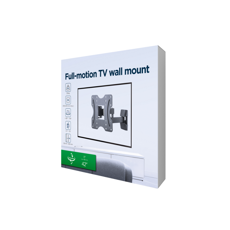 Настенное крепление Gembird "WM-42ST-01" черное, 23"-42", макс. 20 кг, VESA мм: до 200 x 200, расстояние от стены