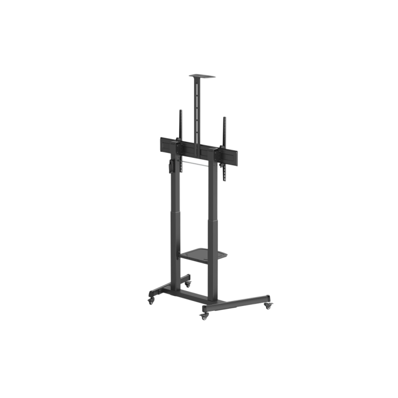 Display/TV Mobile Stand 100P-10060T black; 2 Shelves; 60-100";TV 120kg; Shelves each 5kg;+5°/-10° tilt.;Height