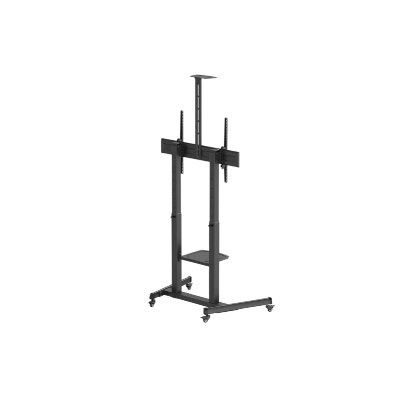 Display/TV Mount Stand Gembird TVS-100T-03, 60-100"; Black, VESA; max 120kg, TV floor stand with caster wheels