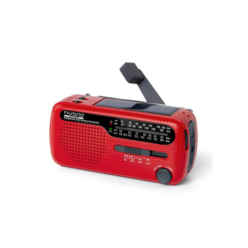MUSE MH-07 RED, FM-тюнер, часы, динамо-машина, питание от солнечной батареи, КРАСНЫЙ