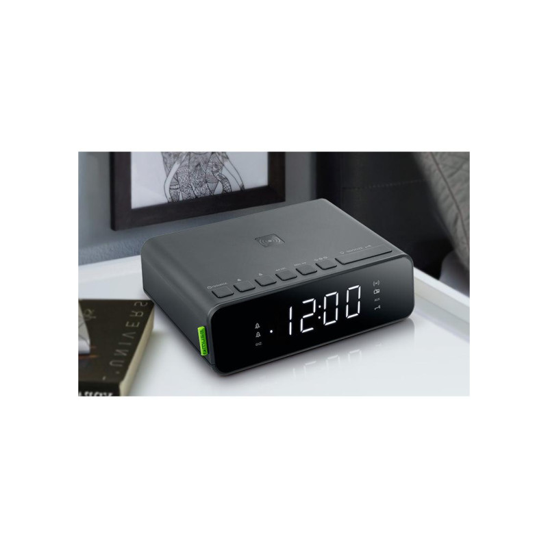 MUSE M-175 WI, Tuner FM, Clocks, Wireless charging 5W, USB charging Port, Black