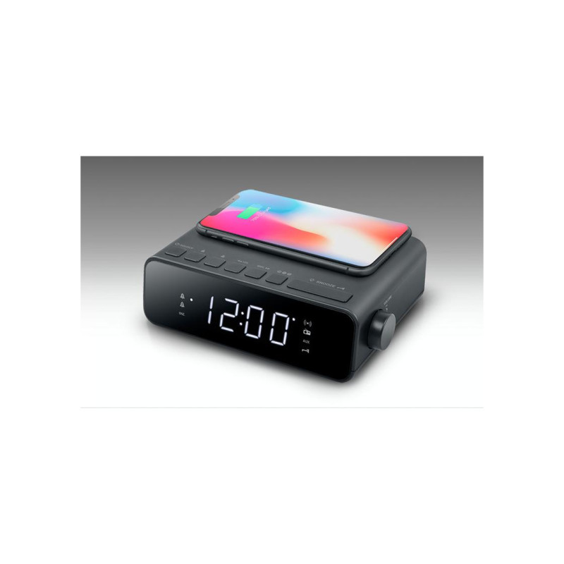 MUSE M-175 WI, Tuner FM, Clocks, Wireless charging 5W, USB charging Port, Black