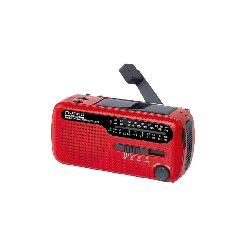 MUSE MH-07 RED, FM-тюнер, часы, динамо-машина, питание от солнечной батареи, КРАСНЫЙ