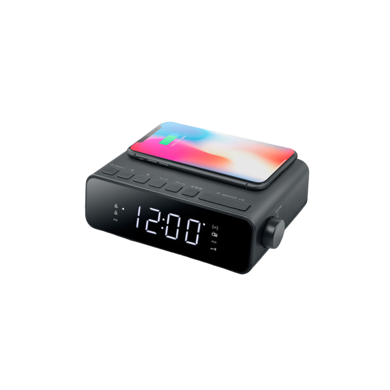MUSE M-175 WI, Tuner FM, Clocks, Wireless charging 5W, USB charging Port, Black