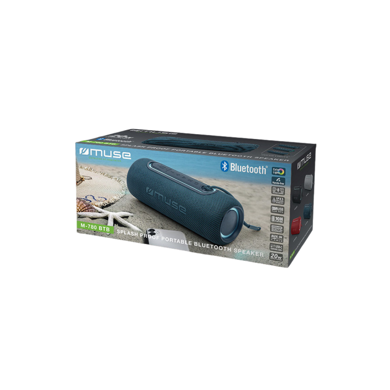 Портативная колонка MUSE M-780 BTB, 20 Вт, USB, IPX5, синяя, USB-C