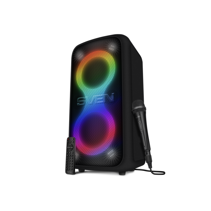 Partybox SVEN "PS-1000" 180 Вт, TWS, Bluetooth, FM, USB, LED-дисплей, 8000 мА·ч, чёрный