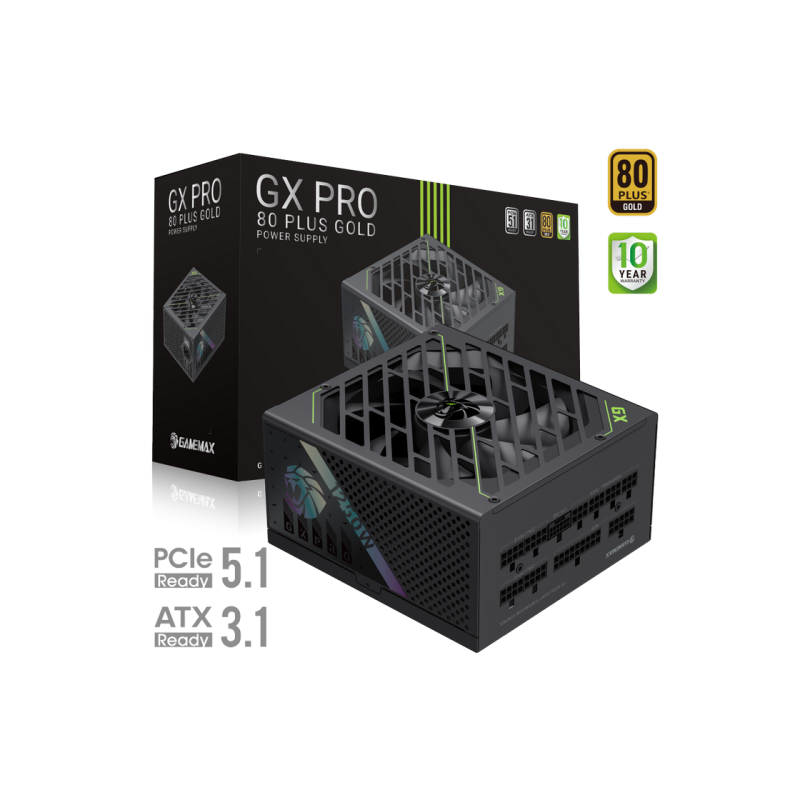 Power Supply ATX 1250W GAMEMAX GX-1250G PRO, 80+ Gold, 135mm, Active PFC, LLC+DC/DC, ATX 3.1, PCIe5.1, Full Modular