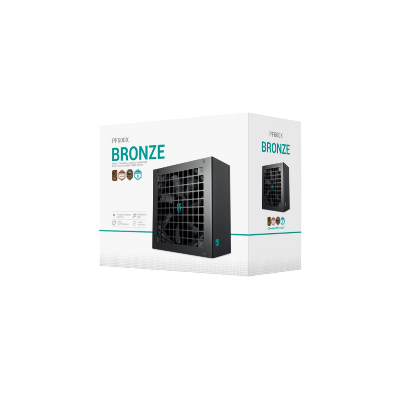 Power Supply ATX 600W Deepcool GamerStorm PF600X, 80+ Bronze, 120mm, Active PFC, DC/DC, Flat cable design, Black