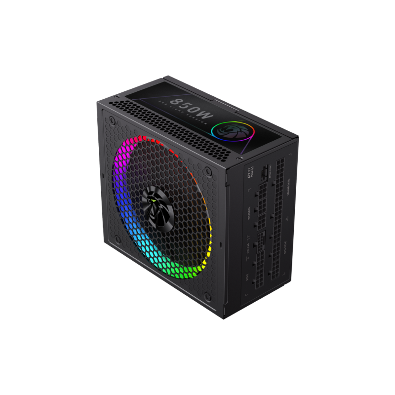 Power Supply ATX 850W GAMEMAX RGB-850G PRO, 80+ Gold, 140mm ARGB, Active PFC, ATX 3.1, PCIe5.1, Full Modular, Black
