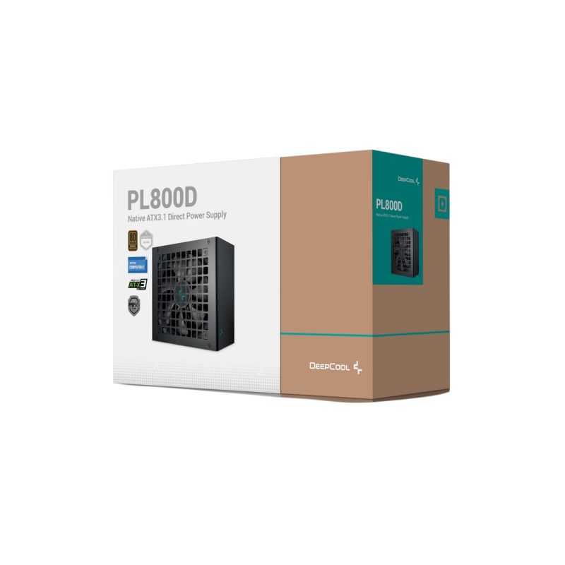 Power Supply ATX 800W Deepcool PL800D, 80+ Bronze, 120mm, Active PFC, DC/DC, ATX3.1, Flat cable design, Black
