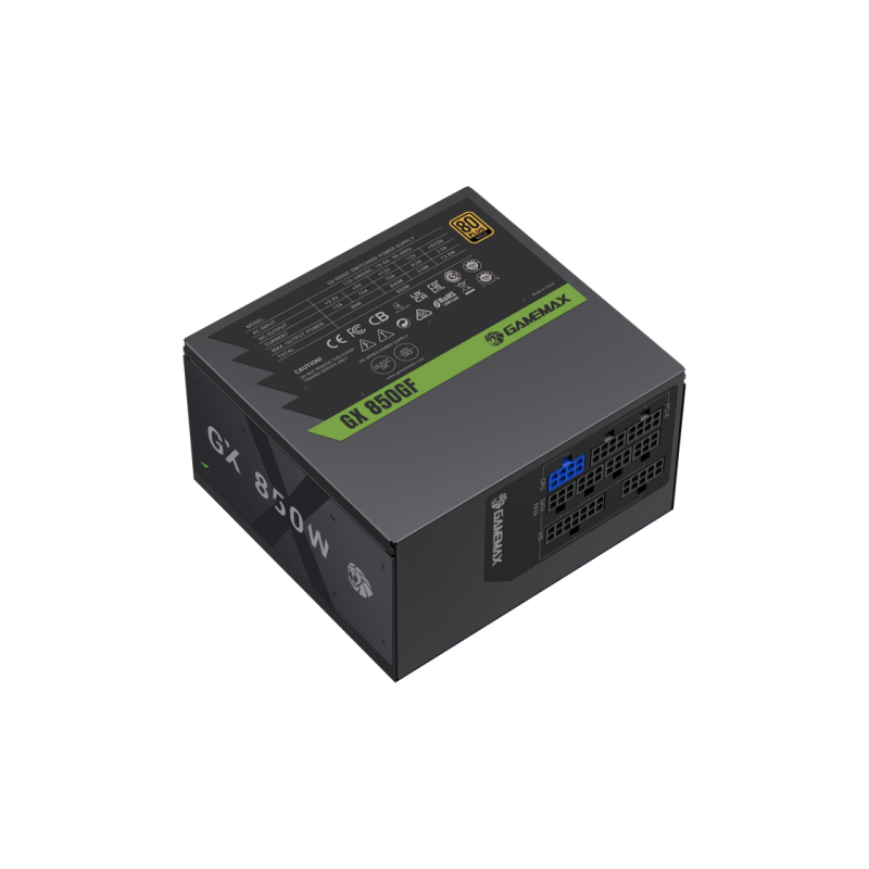 Power Supply ATX 850W GAMEMAX GX-850GF, 80+ Gold, 120mm, Active PFC, LLC+DC/DC, Temperature control fan, ATX 3.1,