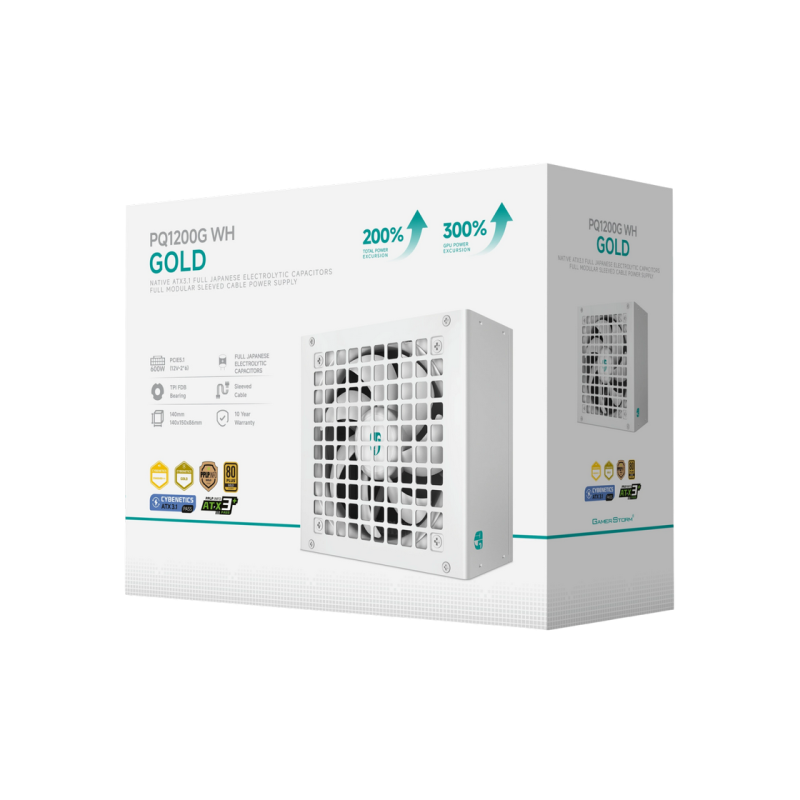 Power Supply ATX 1200W Deepcool GamerStorm PQ1200G WH, 80+ Gold, 120mm, Active PFC, LLC Half Bridge + DC/DC, ATX 3