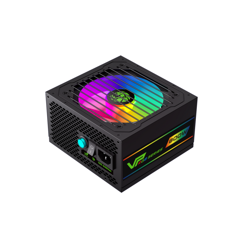 Power Supply ATX 800W GAMEMAX VP-800-RGB-S, 80+ Bronze, 120mm ARGB, Active PFC, Temperature control fan, Black