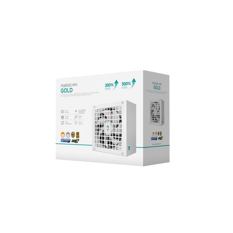 Power Supply ATX 850W Deepcool GamerStorm PQ850G WH, 80+ Gold, 120mm, Active PFC, LLC Half Bridge + DC/DC, ATX 3.1