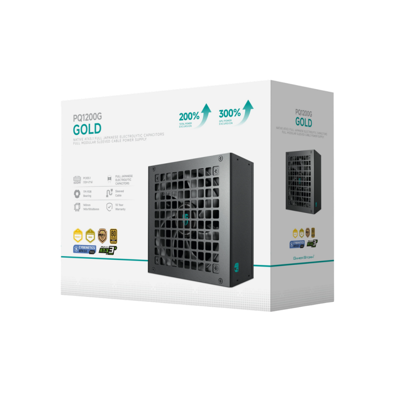 Power Supply ATX 1200W Deepcool GamerStorm PQ1200G, 80+ Gold, 120mm, Active PFC, LLC Half Bridge + DC/DC, ATX 3.1