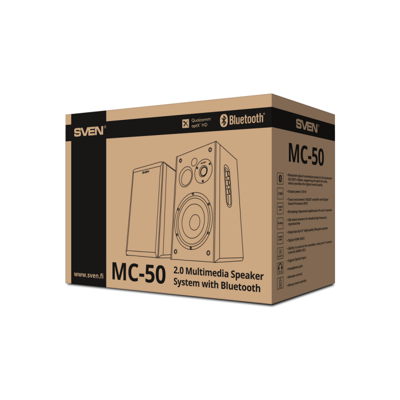 Акустическая система SVEN MC-50, черная (210 Вт, пульт ДУ, Bluetooth (aptX HD), оптический, HDMI)