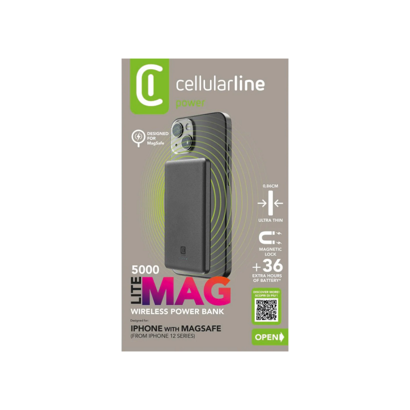 Пауэрбанк Cellularline MAG LITE, Dark Gray