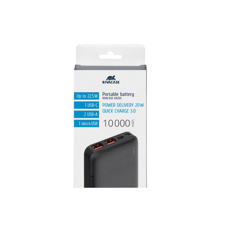 Power Bank 10.000 mAh - Rivacase VA2101, Black