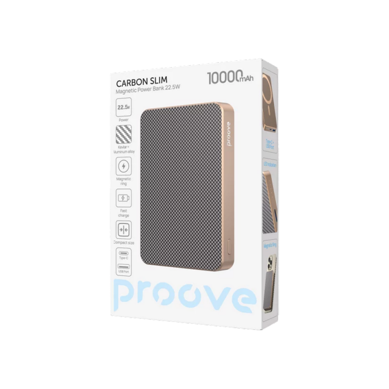 Power Bank 10000mAh Proove Carbon Slim 22.5W, Sunflare