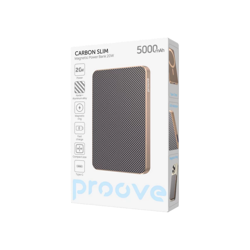Power Bank 5000mAh Proove Carbon Slim 20W, Sunflare