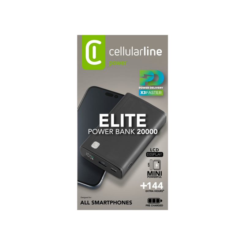 Power Bank Cellularline 20000mAh, Elite 20W, Black